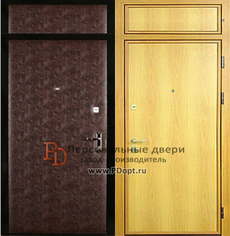 Простая входная дверь в квартиру или подъезд с верхней вставкой В-006