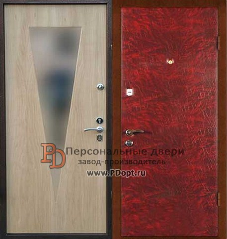 Простая входная дверь с зеркалом В-018